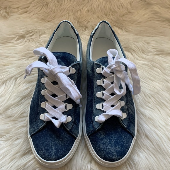 New! Rare Limited Edition KOIO Logo Acid Wash Infinity Denim Sneakers - Picture 4 of 13